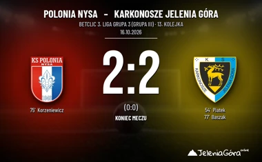 [PIŁKA NOŻNA] Polonia Nysa – Karkonosze Jelenia Góra 2:2. Remis w 13. kolejce Betclic 3. Liga Grupa 3 (Grupa III)