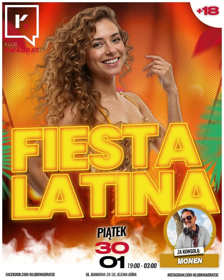 Grafika promocyjna wydarzenia Fiesta Latina — Miasto w rytmie Latino