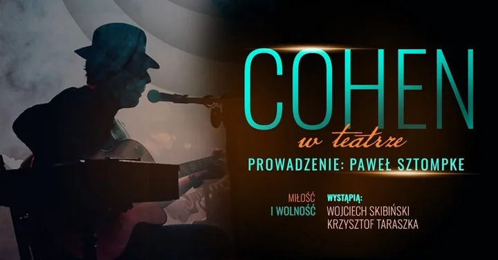 Obrazek przedstawia grafikę promocyjną wydarzenia Muzyczny wieczór z twórczością Leonarda Cohena w Jeleniej Górze