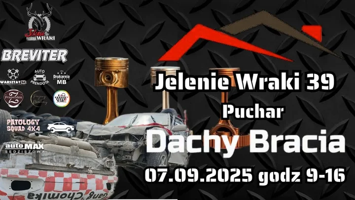 Obrazek przedstawia grafikę promocyjną wydarzenia Spotkanie miłośników motoryzacyjnego szaleństwa — Jelenie Wraki 39