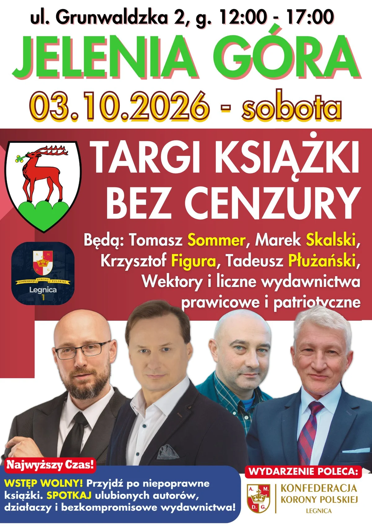 Grafika promocyjna wydarzenia Jeleniogórskie Targi Książki bez Cenzury: książki i debata