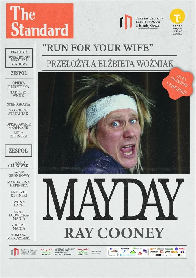 Grafika promocyjna wydarzenia Mayday (Run for your wife) — farsowy chaos na scenie