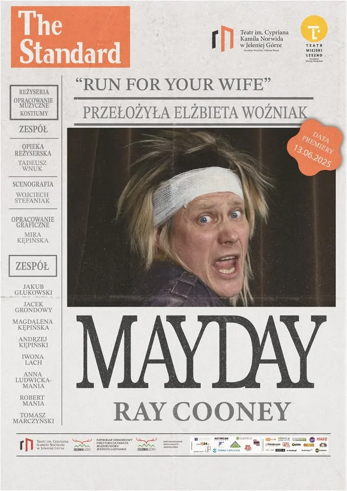 Grafika promocyjna wydarzenia Mayday (Run for Your Wife) — komedia Raya Cooneya w Jeleniej Górze