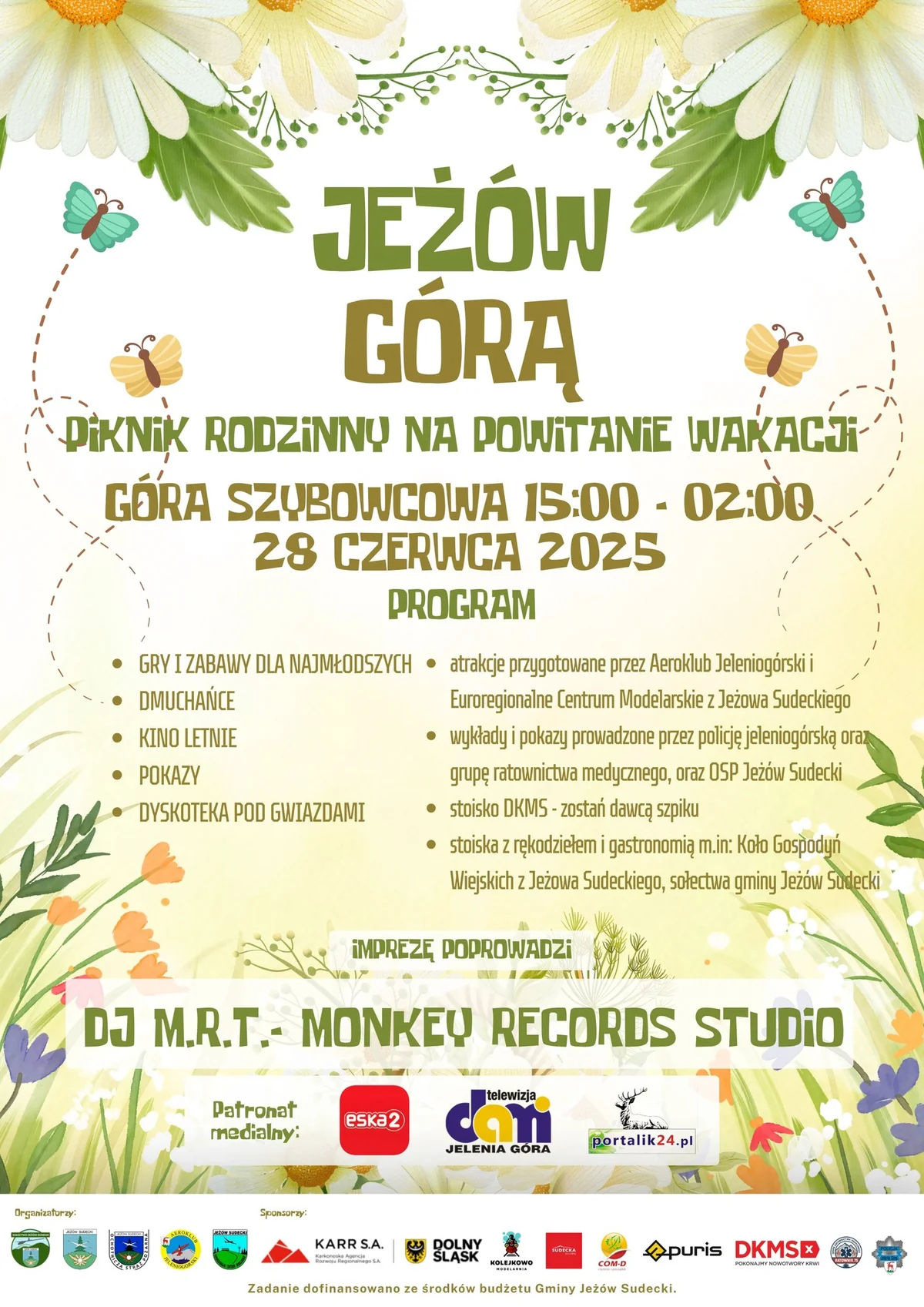 Grafika promocyjna wydarzenia Piknik na Górze Szybowcowej z okazji rozpoczęcia wakacji