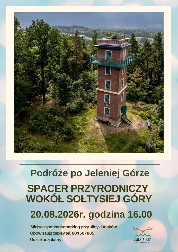 Grafika promocyjna wydarzenia Podróże po Jeleniej Górze – spacer przyrodniczy