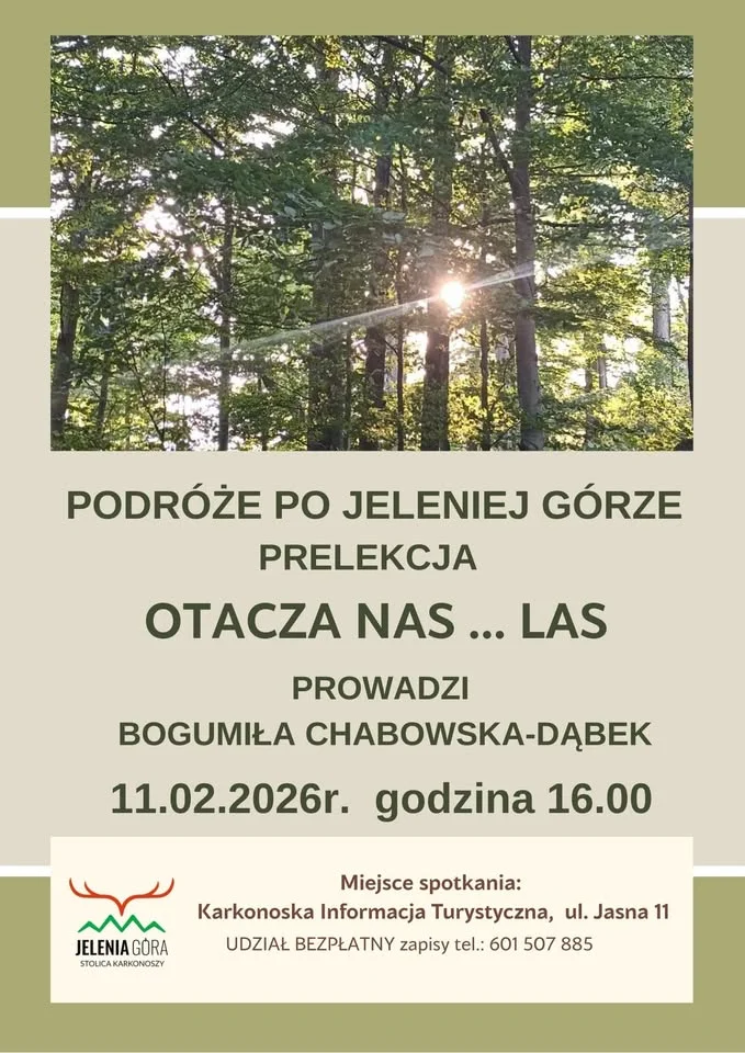 Grafika promocyjna wydarzenia Prelekcja Otacza nas... las — las jako żywy organizm