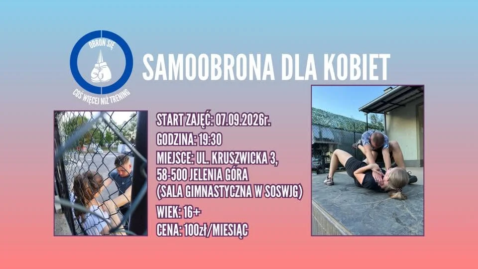Grafika promocyjna wydarzenia Samoobrona dla Kobiet | Start 07.09.2026 – Jelenia Góra