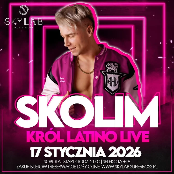 Grafika promocyjna wydarzenia SKOLIM Król Latino w SKYLAB Music Club — 17 stycznia 2026