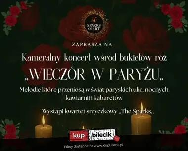 Grafika promocyjna wydarzenia Dzień Matki w Jeleniej Górze: „Wieczór w Paryżu” – kameralny koncert wśród bukietów róż