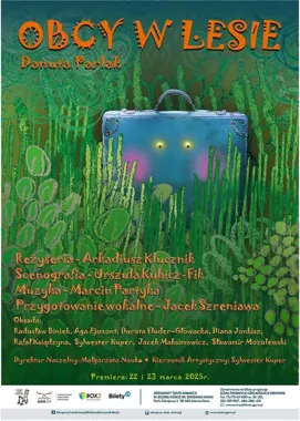 Grafika promocyjna wydarzenia OBCY W LESIE w Jeleniej Górze – spektakl dla dzieci od 3 lat