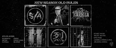 Grafika promocyjna wydarzenia RETSU / SKORUPA / KATHAA: New Season Old Rules – koncert punkowy