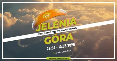 Grafika promocyjna wydarzenia Szkolenie paralotniowe Zyg‑Zak — Jelenia Góra, 29 kwietnia–10 maja 2026