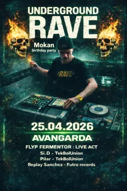 Grafika promocyjna wydarzenia Underground Rave — Avangarda: surowe tekno i podziemny klimat w Jeleniej Górze