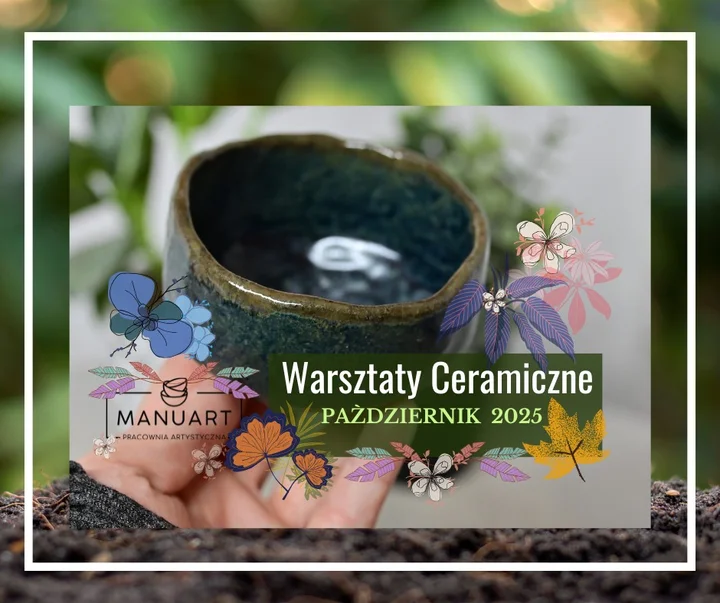 Grafika promocyjna wydarzenia WARSZTATY CERAMICZNE — jesienne spotkania w Pracowni Ceramiki Jelenia Góra