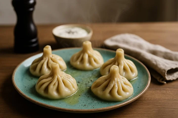 Grafika promocyjna wydarzenia Warsztaty kulinarne – kuchnia gruzińska: chinkali, chaczapuri i pelamushi