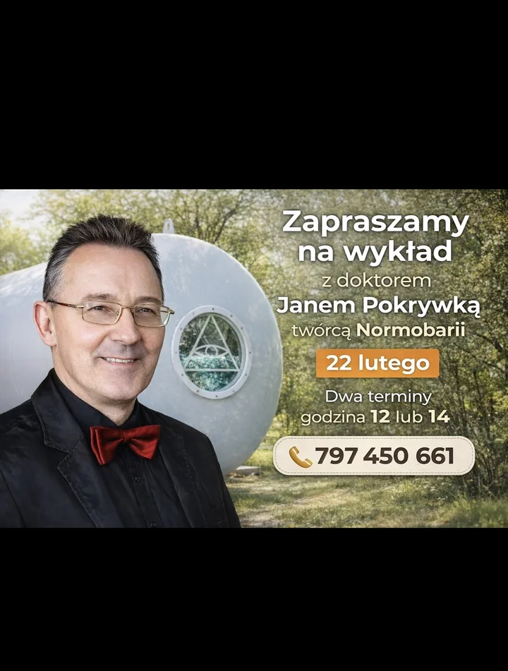 Grafika promocyjna wydarzenia Wykład z dr Janem Pokrywką w Normobarii — zdrowie, suplementacja i długowieczność