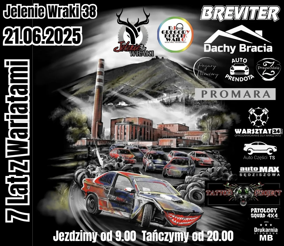 Grafika promocyjna wydarzenia Wyścig Wraków i impreza plenerowa w Jeleniej Górze