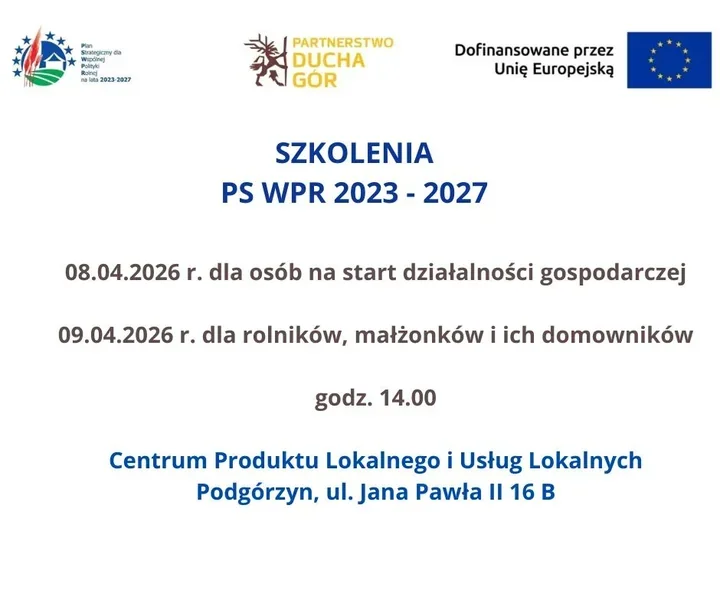 W Podgórzynie będą dwa szkolenia ważne dla startujących z firmą i rolników