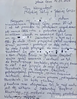Skradziony Opel wrócił po dwóch dniach - senior napisał do komendanta